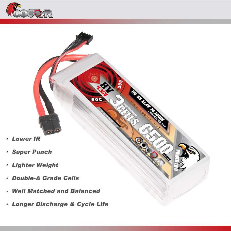 CODDAR鹰氪6500MAH 3S 11.4V 80C 船模RC车模 航模固定翼高压LIHV