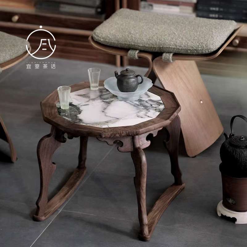 立木堂北美胡桃木李朝风格茶几桌几榻榻米边几户外折叠便携小茶桌