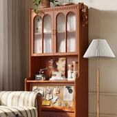 2023新款 实木书柜客厅靠墙两门酒柜小户型书房带玻璃门收纳柜 美式