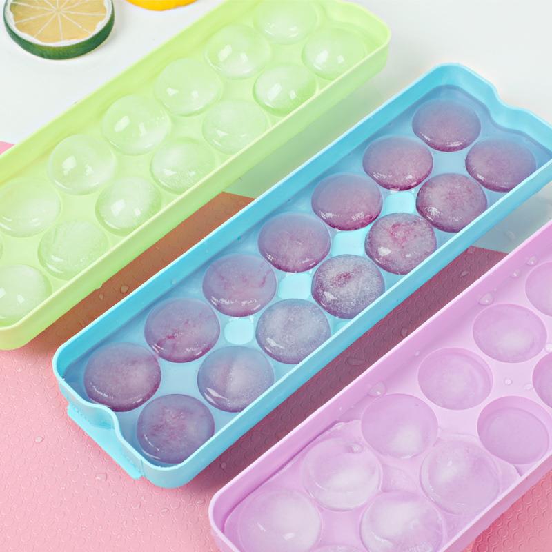 新款直销彩色圆形冰块模具 夏季调酒冰冻小冰球速冻器pp塑料14格