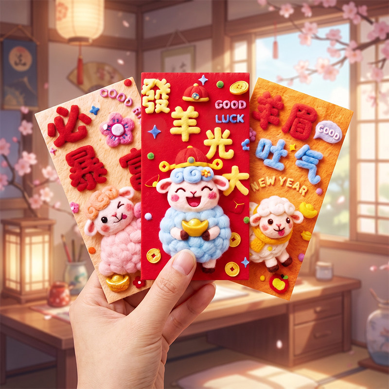 可爱萌趣羊年红包2027新款过新年春节压岁包节日通用大号利是封包