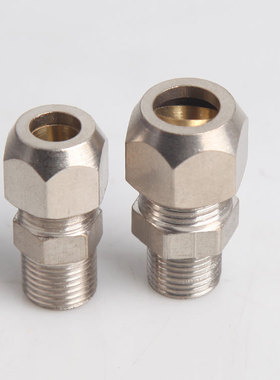 终端卡套接头铜管接头PC8mm-02/6-01/10-03/12-04分油管螺纹直通