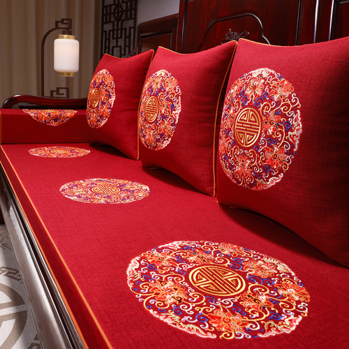 红木沙发坐垫防滑可拆洗