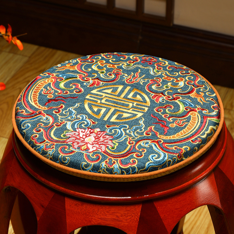 中式红木鼓凳坐垫圆形藤椅飘窗垫古筝鼓凳座垫子定制沙发垫圈椅垫