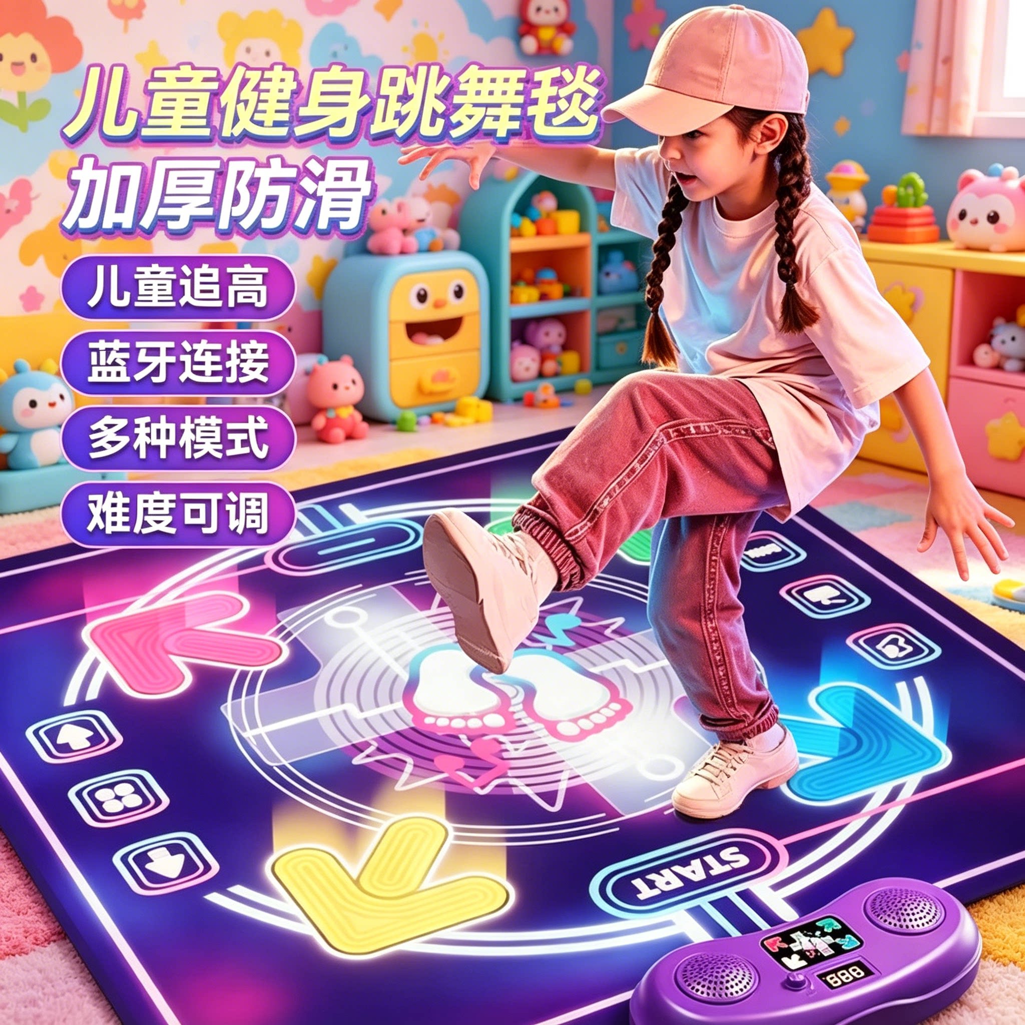 法国新款音乐跳舞毯女儿童玩具益智3到6岁女孩子家用运动生日礼物