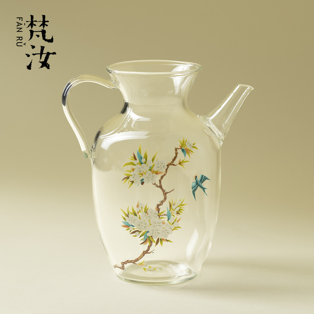 梵汝仿宋玻璃手执壶玻璃高端透明绿茶专用壶耐热带过滤泡茶器茶具图片