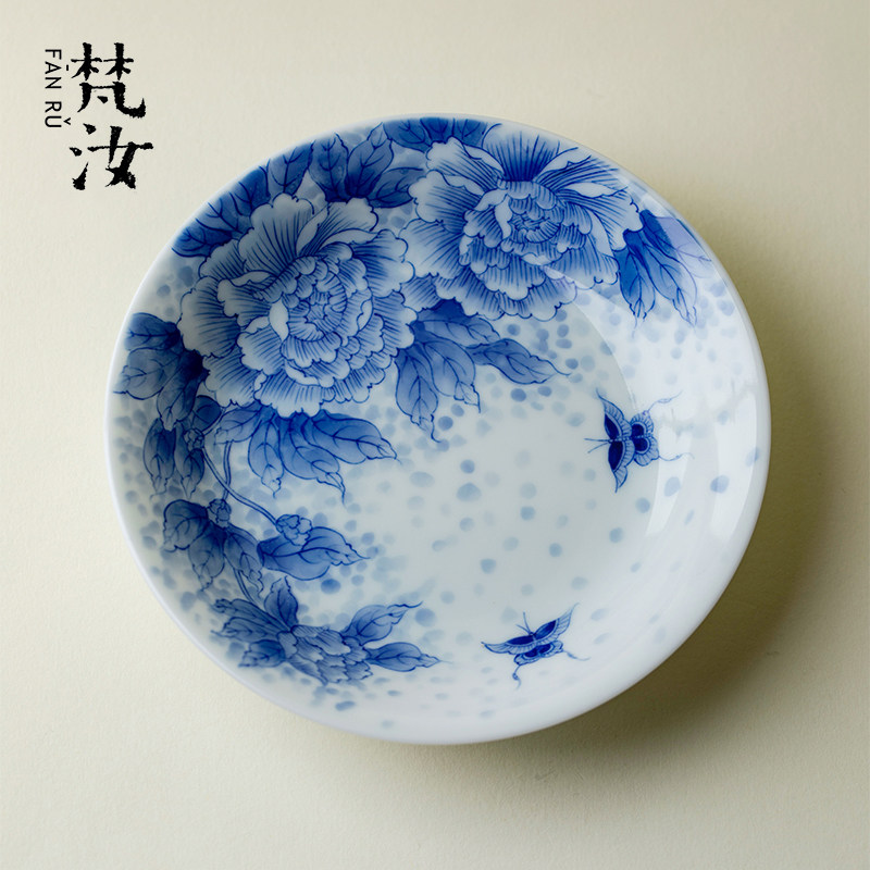 莫常景德镇手绘青花牡丹壶承