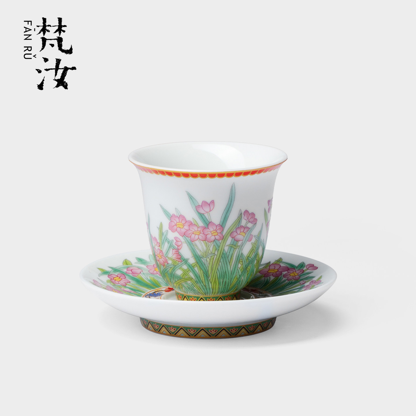 梵汝春枝水仙陶瓷茶杯杯垫套装高档功夫茶具主人杯个人专用品茗杯,餐饮具,茶杯,淘宝优惠券,粉丝福利购,淘宝优惠卷