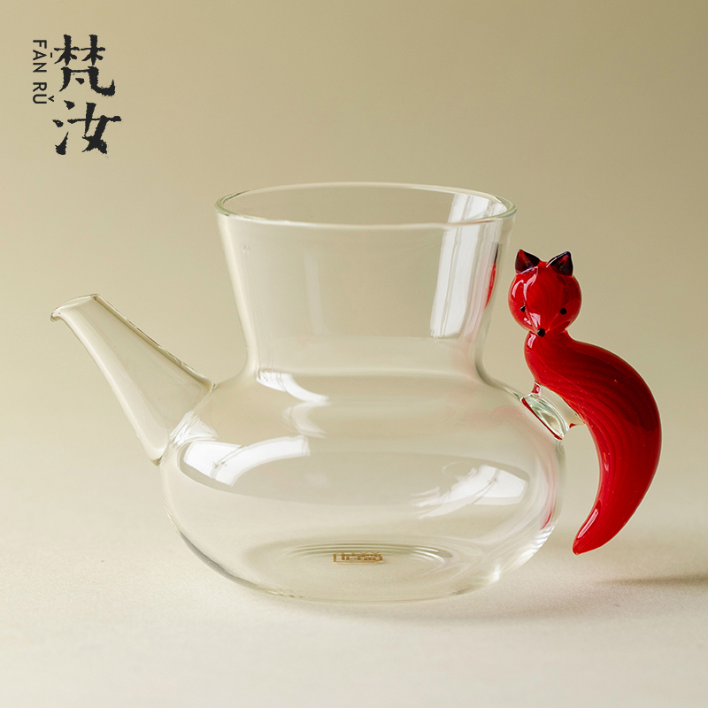 梵汝 原创手工玻璃公道杯高档高颜值狐狸把手分茶器功夫茶具茶海