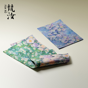 梵汝 油画风双面防水茶席高颜值印花干泡席女士轻奢桌布隔热茶垫
