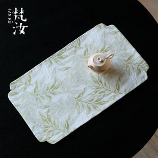 梵汝丝麻提花四时清风茶席桌旗布双面茶桌配件森系小清新文艺茶席