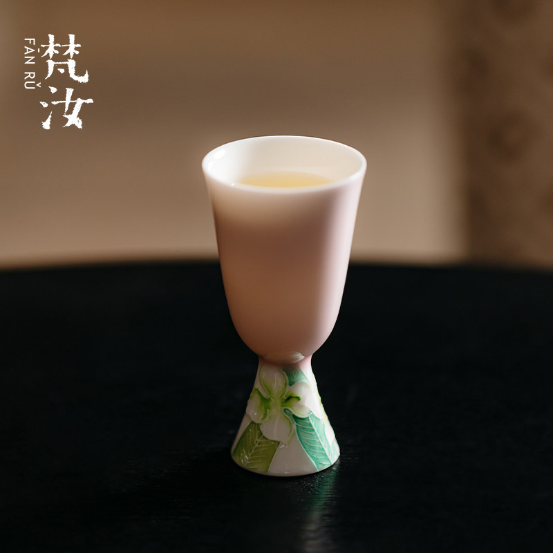 梵汝陶瓷纯手绘高足主人杯功夫茶具女士专用茶杯景德镇手工品茗杯