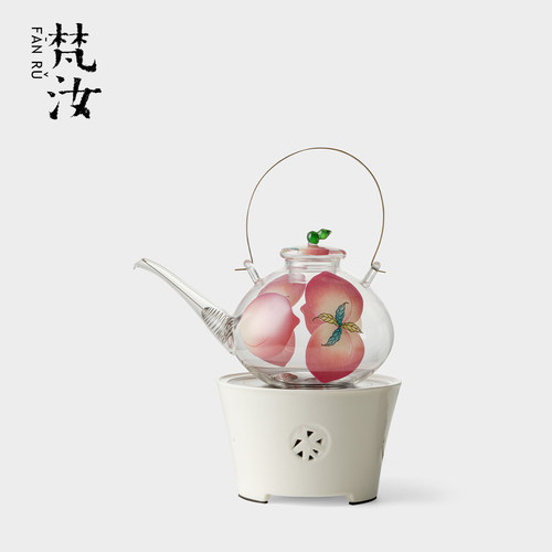 梵汝春桃玻璃浅予铜提梁壶高颜值皎月白禾风电陶炉耐高温家用茶炉