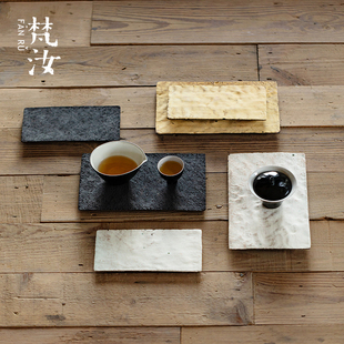 纯手工陶艺壶承诧寂风复古粗陶干泡盘拙朴小茶台茶盘壶托 梵汝日式