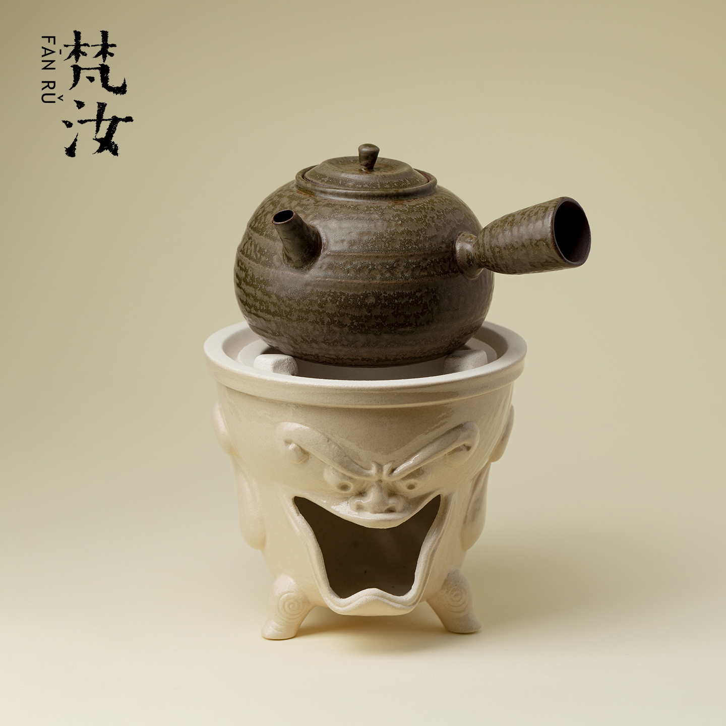 梵汝 整套围炉煮茶套装煮茶壶炭火炉日式粗陶小风炉侧把壶煮茶器