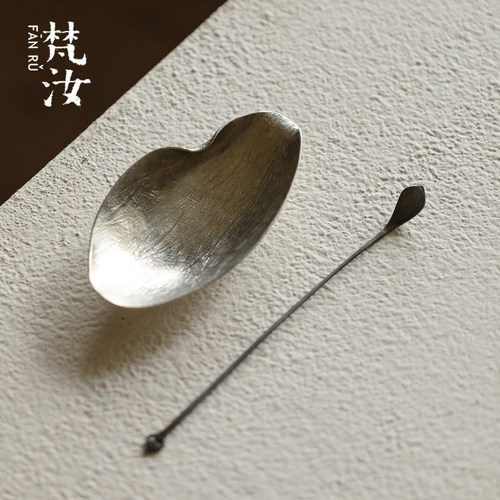 梵汝 纯锡茶则中式茶铲茶拨单个锡制赏茶荷高端复古功夫茶道配件