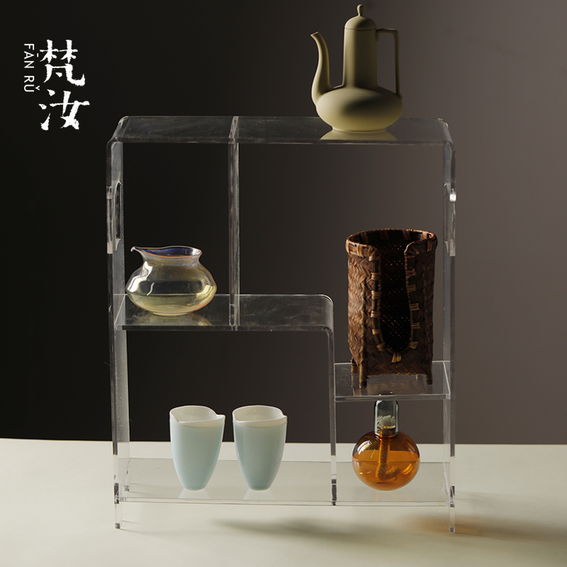 梵汝 透明亚克力置物架问人空间茶具茶杯收纳架展示架博古架茶架