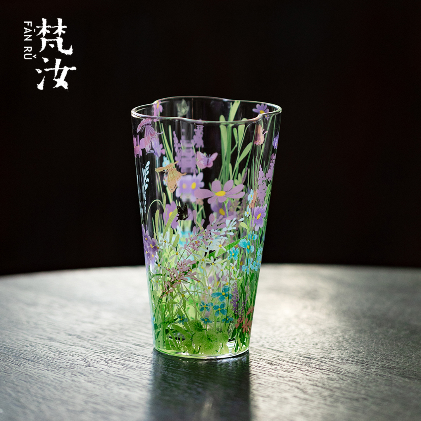 梵汝高颜值粉彩漫花海棠茶杯仙女茶器主人杯透明小酒杯品茗杯茶具