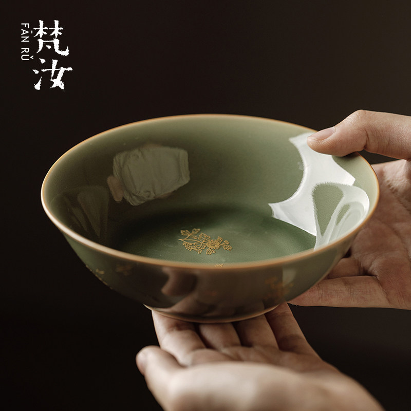 梵汝青瓷圆形壶承日式错金银彩