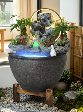 古法养鱼循环水流水摆件