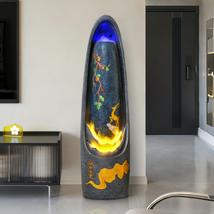 新中式 饰品开业乔迁礼 流水生财摆件循环水招财客厅玄关落地水景装