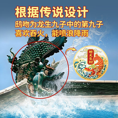 开门见灶鸱吻摆件厨房在西北贴纸