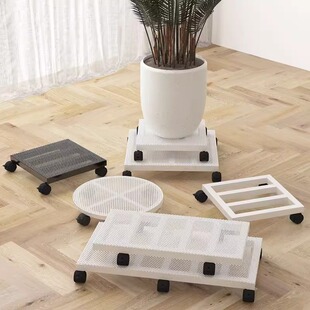 长方形移动花盆托盘铁艺带轮滚轮万向轮透气加厚大号四方绿植底座