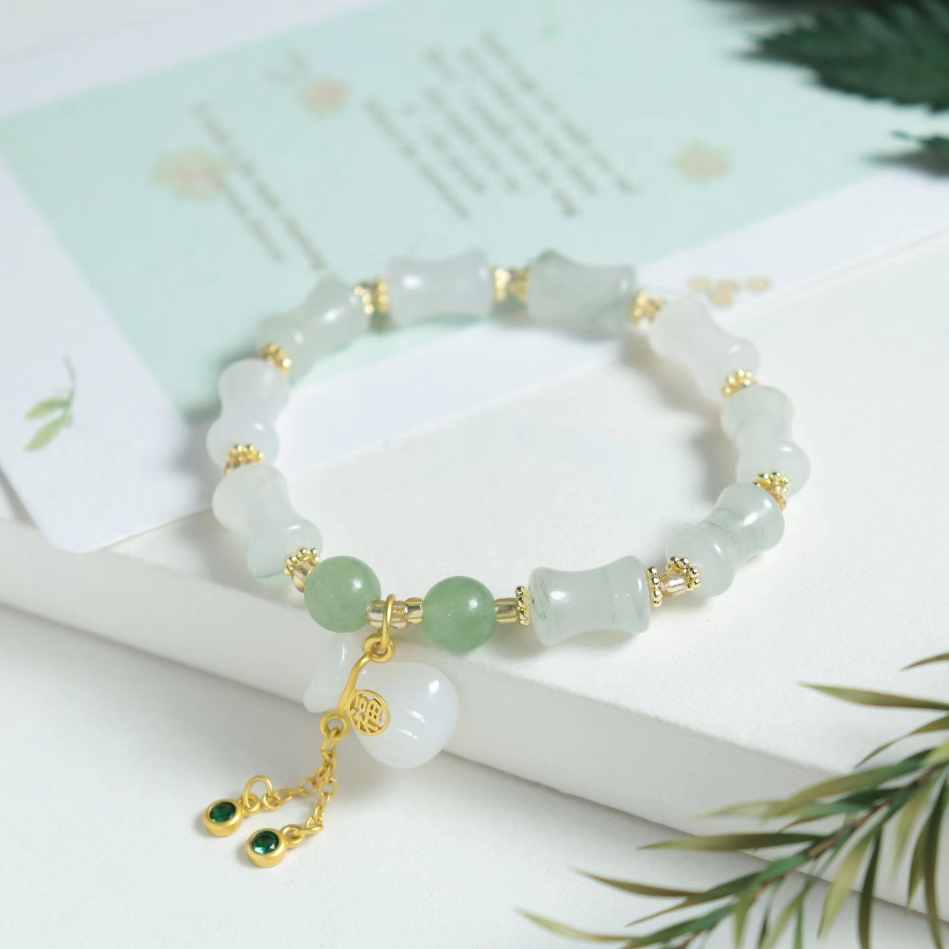 新疆玉天山翠竹节手链女款