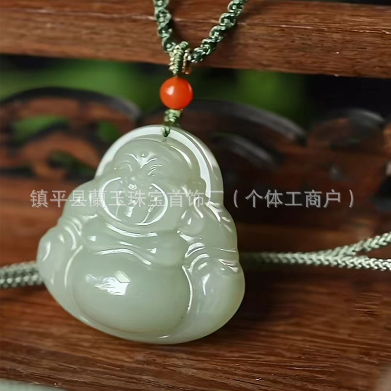 玉佛项链女款仿和田玉吊坠弥勒佛挂件真玉石大肚佛公白玉佩珠宝