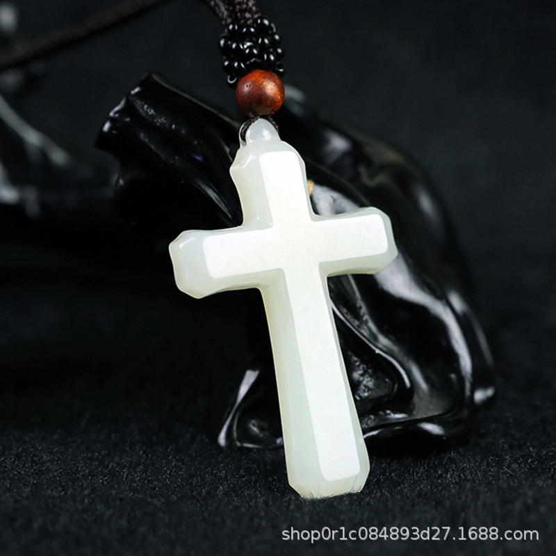 天然和田玉十字架挂件男女士款