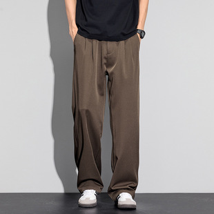 新款裤子男款夏季薄款宽松直筒西裤男士垂感速干阔腿休闲秋季垂感