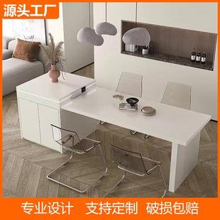 岩板岛台餐桌一体现代简约家用小户型轻奢伸缩餐桌椅组合高级感