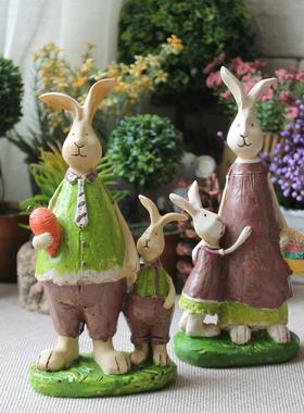 美式创意情侣兔子桌面摆件 客厅电视柜摆设家居房间家居装饰品