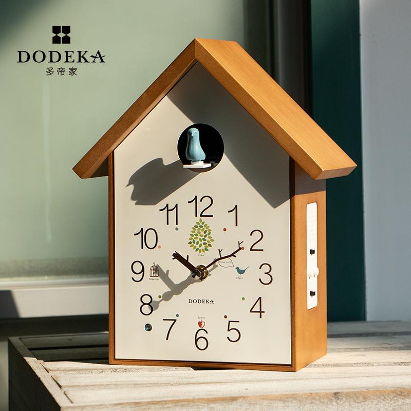 多帝家欧式实木布谷鸟挂钟客厅钟表儿童房创意时钟咕咕鸟报时摆钟