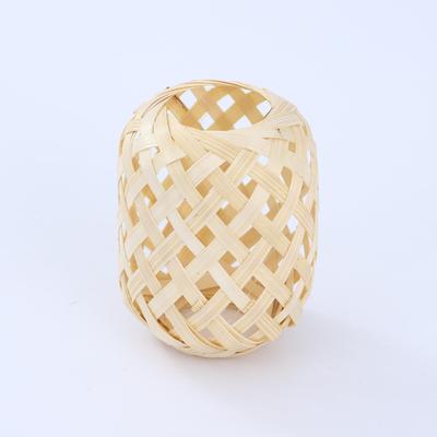 中秋手工竹编竹笼圆形油纸灯笼发光小灯笼挂件花灯diy材料包