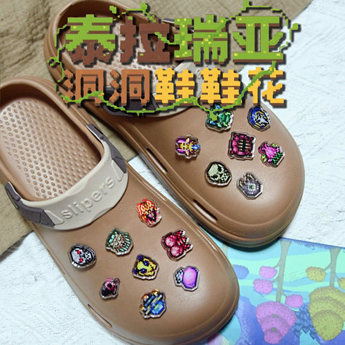 泰拉瑞亚鞋花亚克力洞洞鞋
