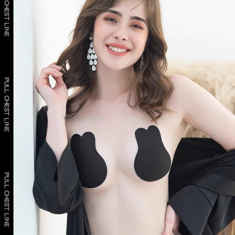 兔耳朵布艺乳贴防凸点透气提拉上托小胸大胸专用胸贴女吊带裙婚纱