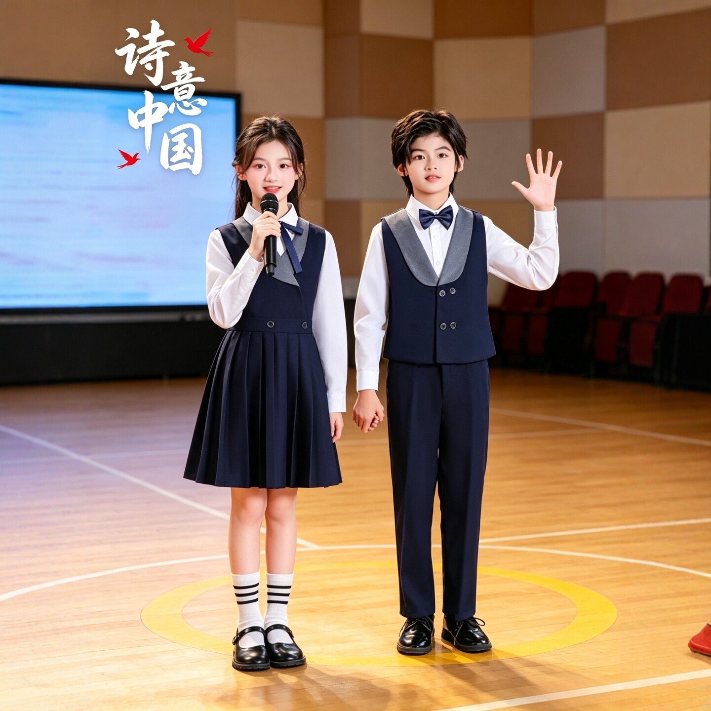 国庆儿童大合唱团朗诵比赛演出服图片