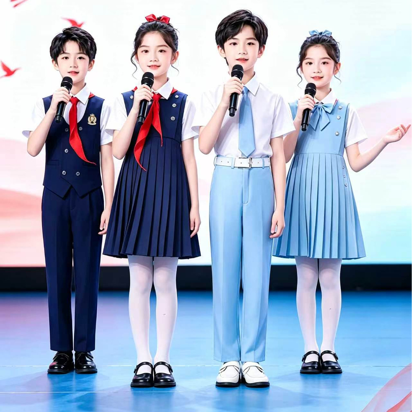 中小学生红歌大合唱团朗诵演出服