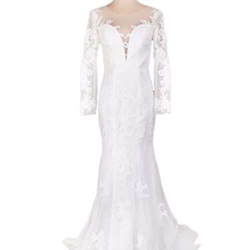 梵娜仙衣鱼尾长袖蕾丝轻婚纱复古波西米亚户外草坪婚礼旅拍主纱