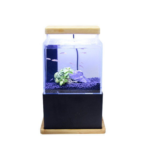 景湾桌面鱼缸超白高透微缸迷你底滤静音海水族箱过滤斗鱼生态缸
