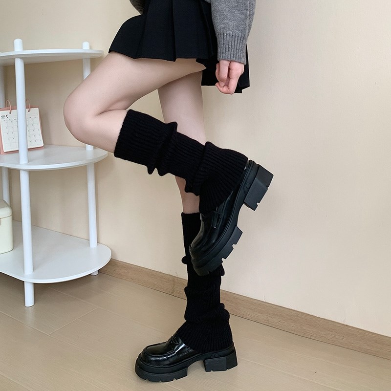 针织袜套微喇春秋薄款袜子女推推袜复古简约腿套叠穿小腿袜中筒袜