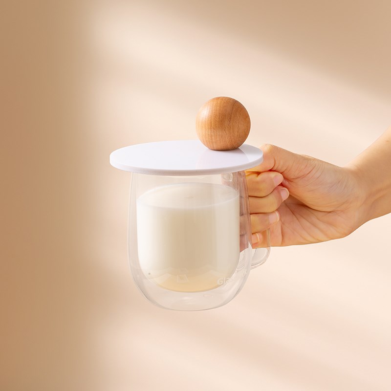 竹白家万能通用杯盖亚克力实木水杯盖子马克杯玻璃杯耐高温陶瓷杯