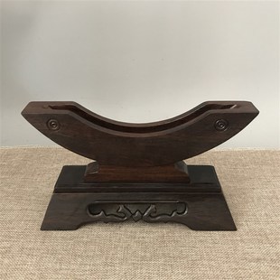 天然红实木玉石平安扣玉扣玉璧怀古摆件支架月亮黑梓木鸡翅木底座