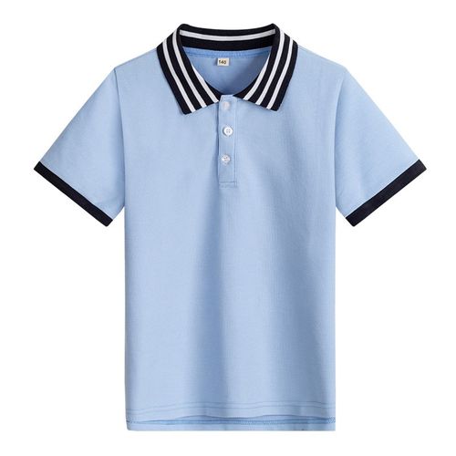 伊顿小学生校服夏季学院风蓝色T恤男女童珠地透气短袖POLO衫校服