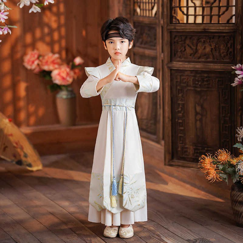 2023春秋汉服男童唐装中国风儿童古装侠客国学服小学生书童演出服