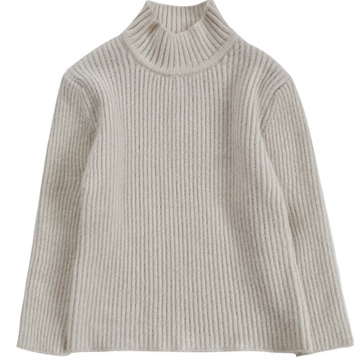 男童女童加绒毛衣一体绒儿童男孩秋冬季半高领加厚针织打底衫女孩