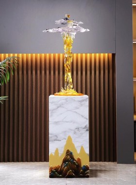 高山流水生财假山摆件进门玄关客厅沙发电视机旁落地造景艺术装饰