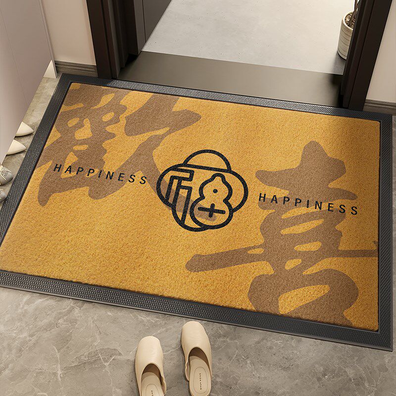 高级感入户门地垫仿椰棕黄色耐脏除尘大门口进门家用脚垫玄关地毯