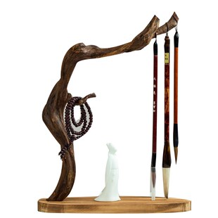 根雕毛笔挂式根艺笔架原木天然文化用品书桌收纳笔挂书房书房摆件